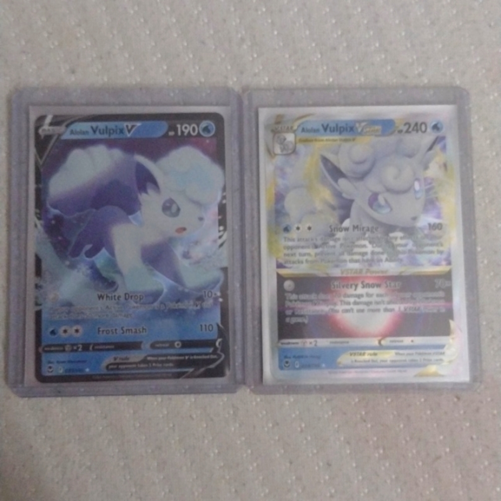 Pokemon-alolan VULPiX full art holographic card#033/195 And alolan VULPiX Vstar